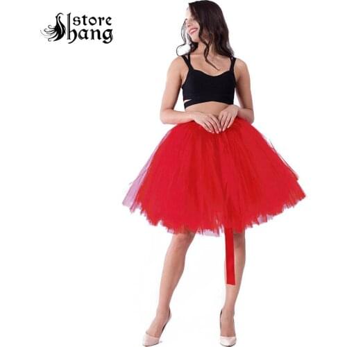 Womens Power Puff Tutu Tulle Skirt 50cm Midi Length Skater Skirt Party Porm Bubble Tutu Slips Crinolines Underskirt 17 Colors