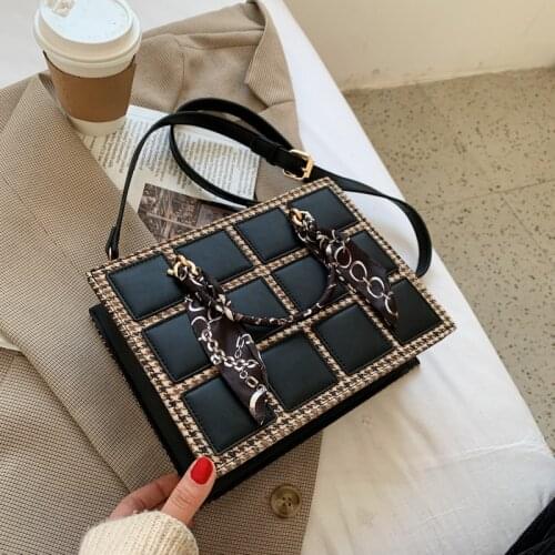 Womens Handbag One Shoulder Pu Soft Surface Summer Leather Small Black Square Womens Bag