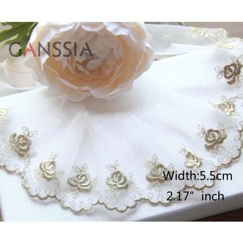 1yard Width:5.5cm Golden Rose Yarn Lace Sewing accessories Trim Lace for Garment DIY (ss-892)