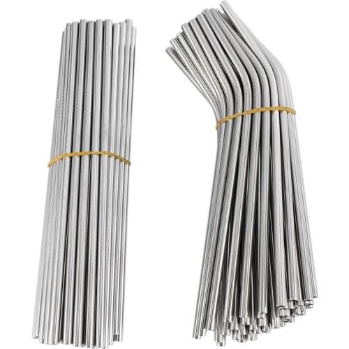 100pcs Metal Straws Can Be Reused 304 Stainless Steel Drinking Water Pipes 215 Mm x 6 Mm Curved Straws And 50 Straight Straws