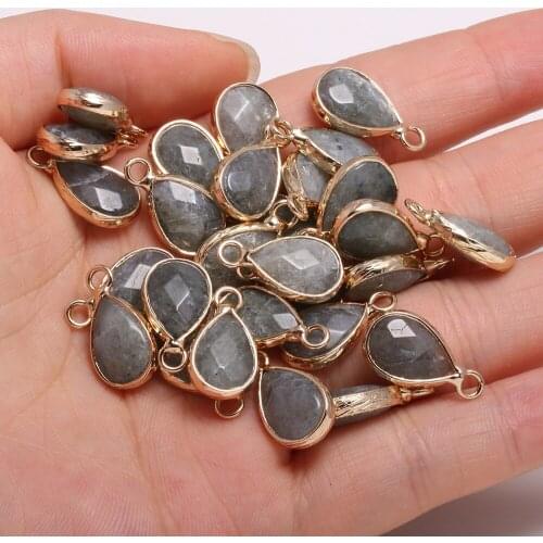 2Pcs Necklace Pendant For Jewelry Making Section Drop-shaped Flash Labradorite Pendant Necklace Handiwork Sewing Craft Accessory