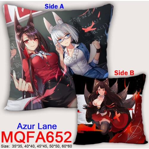 2020 New Anime Game Azur Lane Dakimakura Cover Case 3D Print Two Sided 45X45CM Decorative Pillowcase Square Pillow Covers