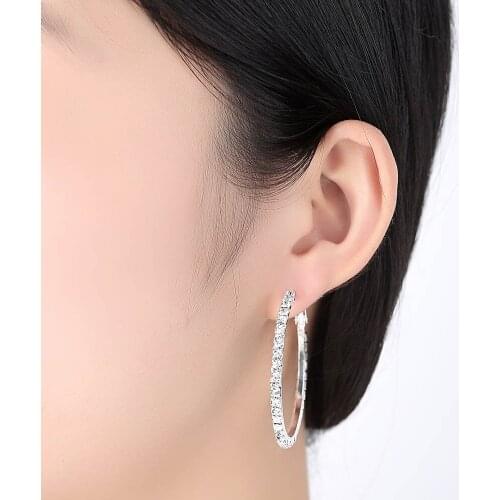 2021 Womens Earrings Korean Fashion Creative Full Diamond Earrings Shiny Silver Earrings Diamond Big Earrings Wholesale