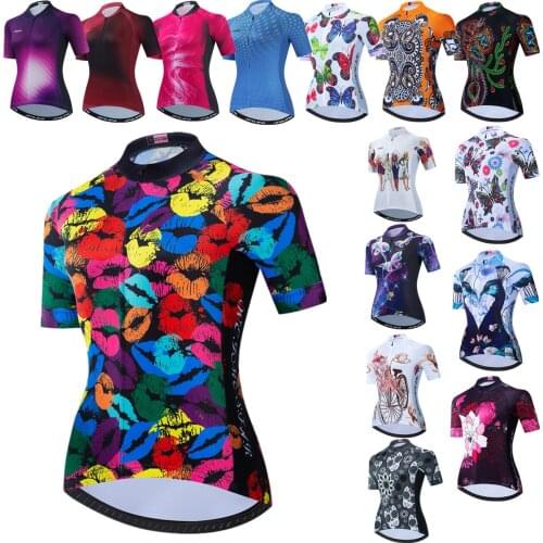 2021 Womens short-sleeved Cycling Jersey Professional Jersey Sportswear Racing Bicycle Jackets Breathable