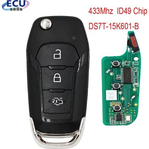 3B Folding Remote Key 433Mhz ID49 Chip For Ford S-MAX GALAXY MONDEO Mk2 Mk7 Explorer Ranger 2014-2017 - DS7T-15K601-B