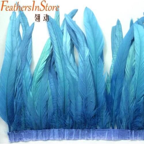 5 yards turquoise blue rooster tail Feather fringes 12-14" cock coque feather trims Free shipping