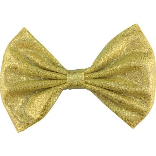 50pcs/lot , Girls head wear 5 inch shiny bronzed cloth bow with clip soft luster 12colors ribbon clip