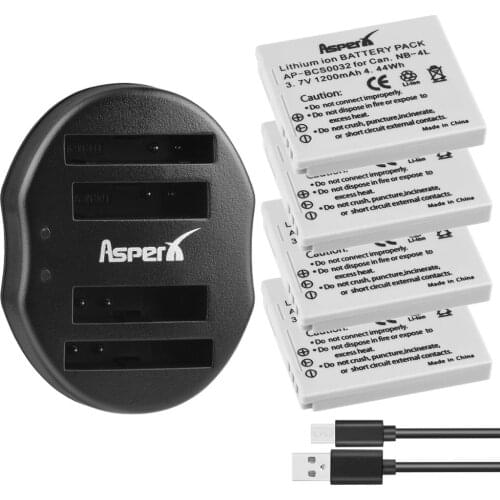 4Pcs 1200mAh NB-4L NB 4L NB4L Batteries + USB Dual Charger for Canon IXUS 30 40 80 75 100 I20 110 115 120 130 IS 117 220 225 HS