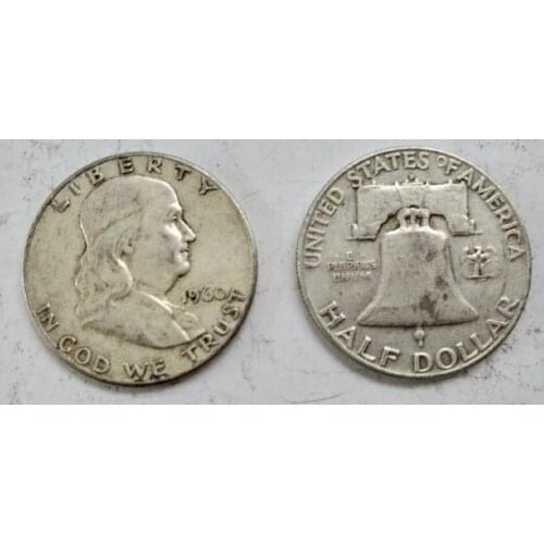 American Silver Coin 50 Cents Franklin Old 100% Real Silver Original Coins Collectible Coin