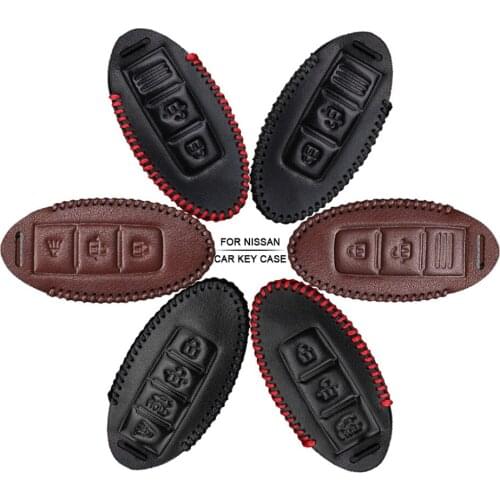 Car Accessories Key Cover Case For Nissan Qashqai J11 Juke X Trail T32 Tiida Micra Hand-woven Smoky Grey Metal Keyring Keychain