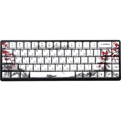 C1FB 68 Keys Keycap Wangjiang Plum Blossom Keycap Dye Sublimation OEM Profile Mechanical Keyboard Keycap For K6 IFG68 TADA68
