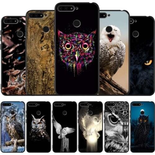 Animal Owl Black Silicone Phone Case For Honor 30 20 Pro 8X 9X X10 10 20 Lite 10i Nova 5T Y6 7 9 Prime 2019 TPU Cover