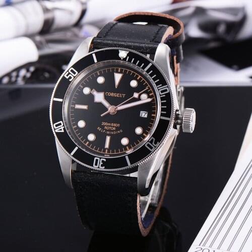 CORGEUT Mens NH35 Mechanical Watch Top Luxury Black Bezel 100M Automatic Citizen Movement Luminous Sapphire Glass Divers Watch