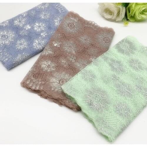 3y/lot Width 23cm 3 Colors Elastic Stretch Lace trim Silver Skirt Hem Underwear Sewing Craft DIY Apparel Fabrics Lace Lingerie