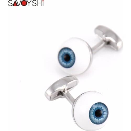 SAVOYSHI Brand Jewelry Novelty Eyeball Design Cufflinks for Mens French Shirt High Quality Fashion White Enamel Cuff Links