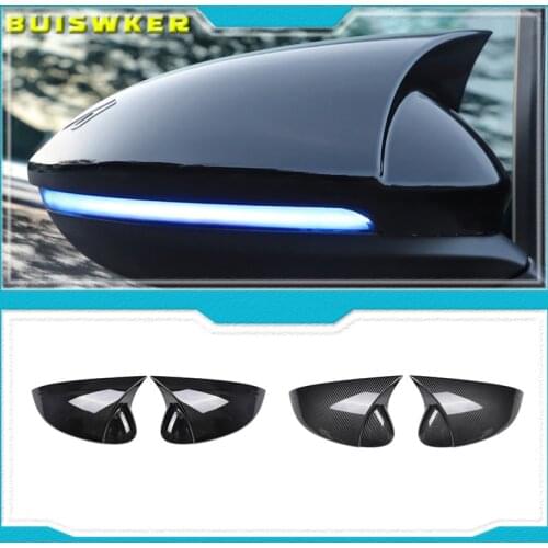 Car Rearview Mirror Cover Cap Carbon Fiber Black For VW GOLF 8 MK8 2020 2021 Support Lane Change Side Assist Blind Spot Assist