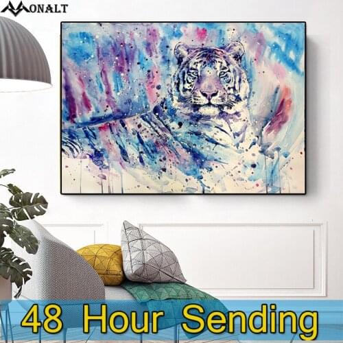 Canvas Art Oil Paintings White Tiger Posters On the Wall Art Modern Canvas Print Animal Decorative Paintings Living Room Poster