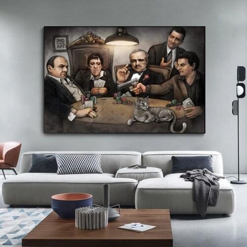 Classic Movie Godfather Gangsters Playing Art poster canvas painting wall picture posters and prints for living room Home decor