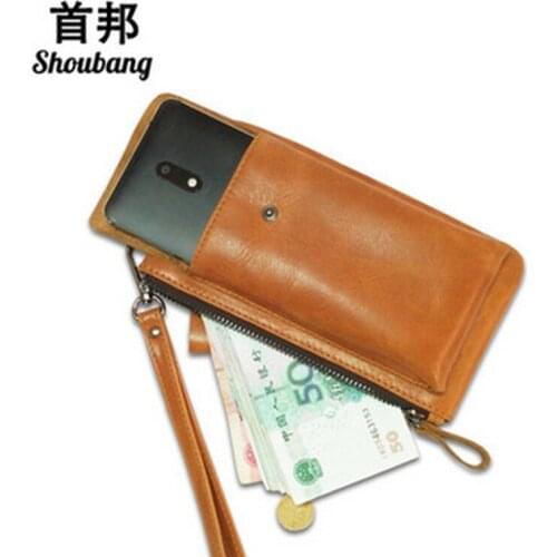 BiPtyDam Fashion Women Long Wallet ID Card Cash Holder Coin Purse Female Genuine Leather Phone Bags Small Zipper Clutch Bag