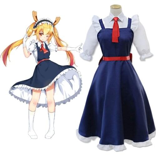 Miss Kobayashis Dragon Maid Cosplay Tohru Costume Kobayashi san Chi no Maid Dragon Dress Uniforms Halloween Party Dresses