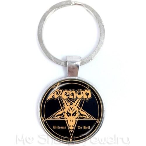 Sheep Head Pentacle Keychain Glass Dome Art Picture Circle Pendant Keyring Fashion Jewelry Pray For Happiness Keep Talisman