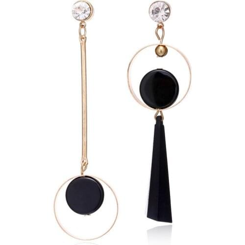 LUSION Trendy Tassel Crystal Irregular Drop Earring For Woman Bohemian Long Circle Earrings Fashion Statement Accessories Femme