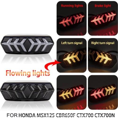 Motorcycle LED Tail Light BrakeTurn Signal Indicator Lamp Fish Bone Shape for HONDA MSX125 CBR650F CTX700 CTX700N YG-125