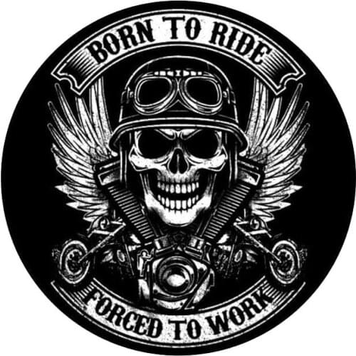 Dawasaru Born To Ride Forced To Work Skull Car Sticker Cover Scratch Decal Motorcycle Auto Accessories Decoration PVC,12cm*12cm