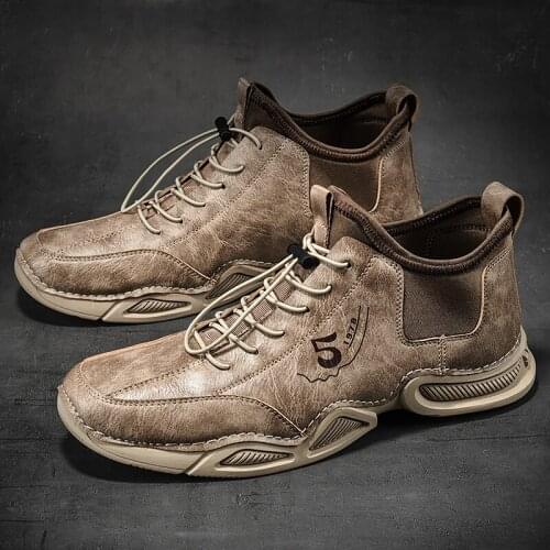 Spring and autumn new plus size mens boots motorcycle boots low chest socks boots outdoor casual shoes zapatillas hombre E38-46