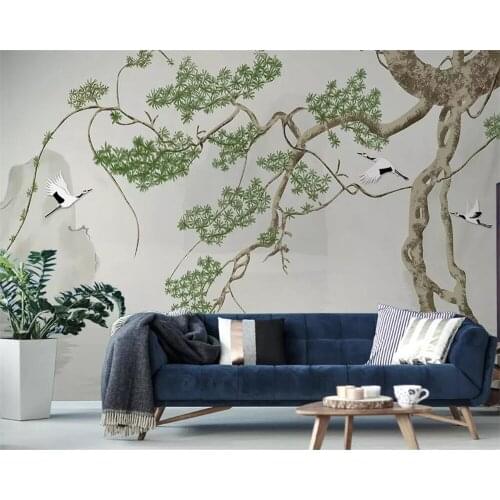 Beibehang Custom wallpaper 3d photo murals Chinese style elegant hand-painted pine landscape painting 3d wall papers home decor