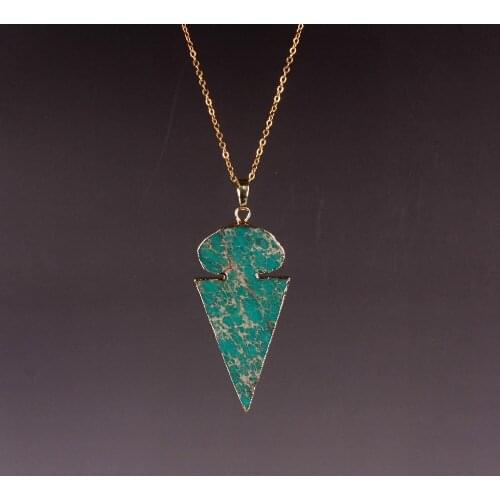 Wholesale 6pcs/lot New Summer Style Triangle Shape Quartz Bezel Emperor Stone Pendant Multi Color Necklace for Making Free