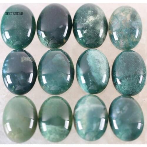 10Pcs 13x18MM Natural Stone Green Indian Onyx No Drilled Hole Oval Cabochon CAB Bead For DIY Jewelry Making Ring K1588