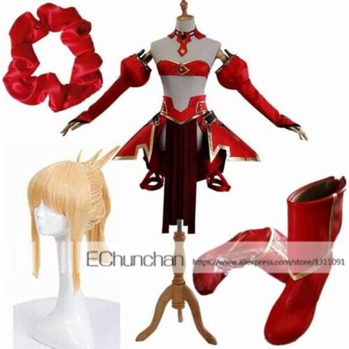 Full set Fate Grand Order Astolfo Costume Fate Apocrypha Saber of Red Mordred Cosplay Costume includes cosplay wig and shoes