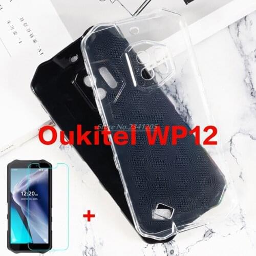Transparent Phone Case For Oukitel WP12 Back Cover Soft Black TPU Case Qukitel WP12 With Tempered Glass For Oukitel WP12 Vidrio