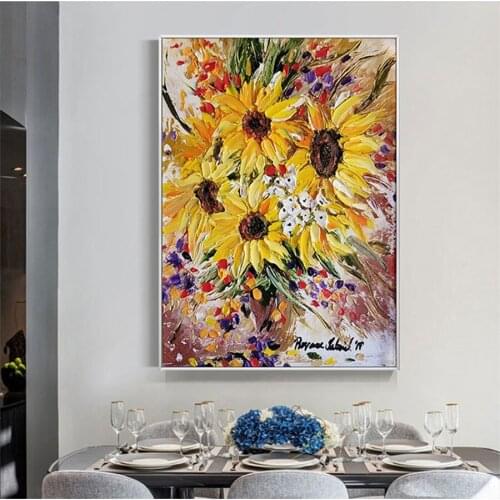 Hand-painted Vincent Van Goghs art painting Sunflowers in full bloom oil painting Sunshine Van Goghs famous canvas painting
