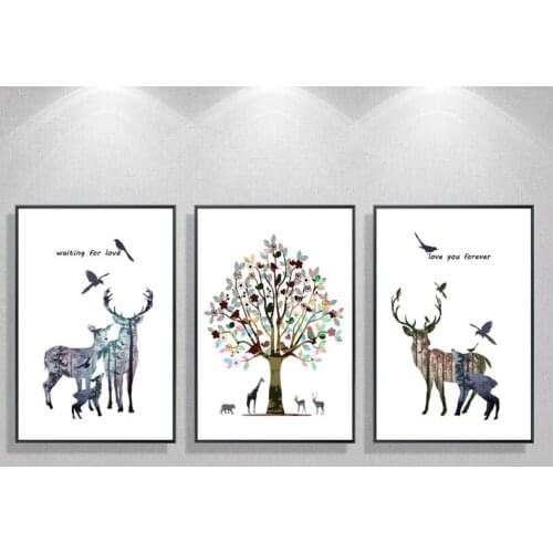Nordic simple love of the decorative painting of the triple combination of frameless painting decoration for wall art