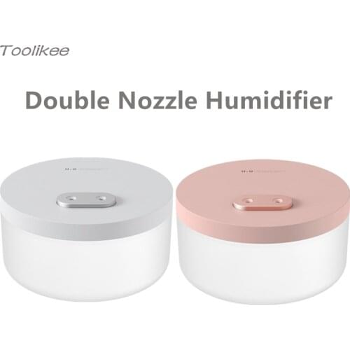 Toolikee 2021 1L Air Humidifier Aroma Essential Oil Diffuser Double Nozzle Built-In Large Capacity Battery and Warm Night Light