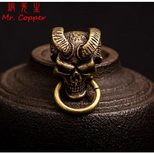 Punk Brass Goat Horn Skull Screwback Buckle DIY Leather Belt Bag Wallet Chain Button Rivet Connector Decor Hardware Accessories