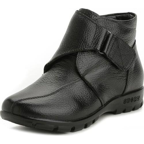 2021 Winter New High Quality Genuine Leather Snow Boots Warm Plush Women Boots Comfortable Non-slip Wear Wedge Boots Large Size
