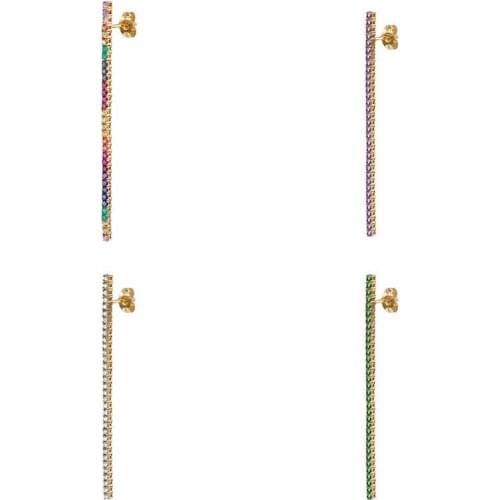 925 Silver Ear Needle Tassel Long Earrings Drop Earring For Women Rainbow Crystal Earrings Fashion Females Fashion Jewelry