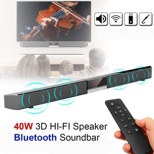 Soundbar 40W Wireless Bluetooth Speaker LED Display TV Home 3D Sound System Theater Subwoofer Loudspeaker AUX Coaxial