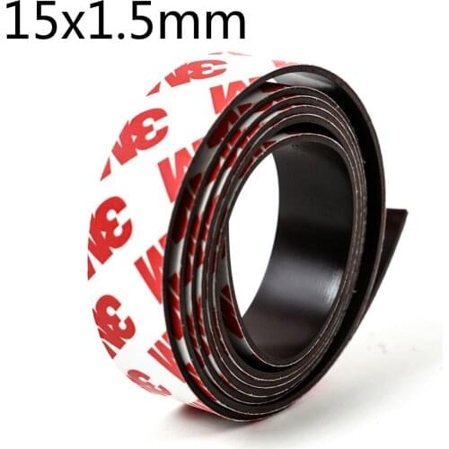 1roll 1 Meter 15 x 1.5mm Self Adhesive Flexible Soft Magnet Magnetic Strip Rubber Magnets Tape for Crafts