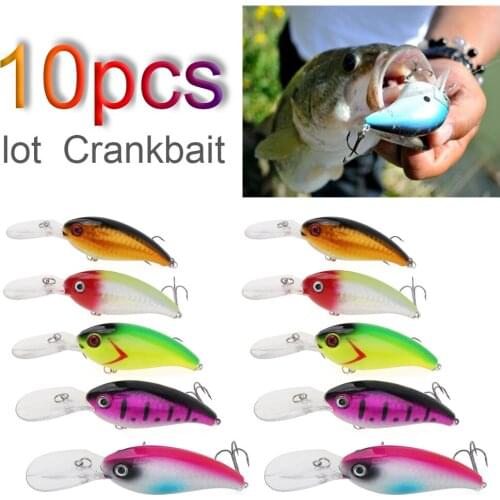 10pcs/lot 3D Eyes 14g 10cm Colorful Fishing Crankbait Hard Lure with Treble Hook for Bass Fishing Tackle