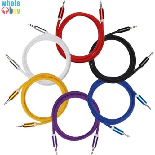 100pcs/lot 3.5mm Audio Cable Cloth Fabric Braid 3.5 Jack To Jack Aux Cord 1.5m Headphone Speaker AUX Cable for Iphone Car MP3