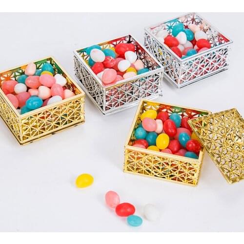 12pcs Luxury Gridding Shape Candy Sweet Box Wedding Party Favors for Candy Chocolates Card Guests Gifts