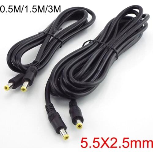 12V DC male to male Extension Cable Plug Cord 0.5m 1.5M 3m Power wire connector 5.5MM X2.5mm Adapter for pc laptop power supply