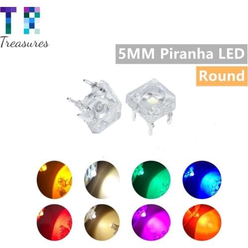 20pcs F5 5mm Piranha LED White RED Orange RGB Pink Bule Green Yellow Amber Clear LED Diode Light Emitting Diodes 4-pins Diodes