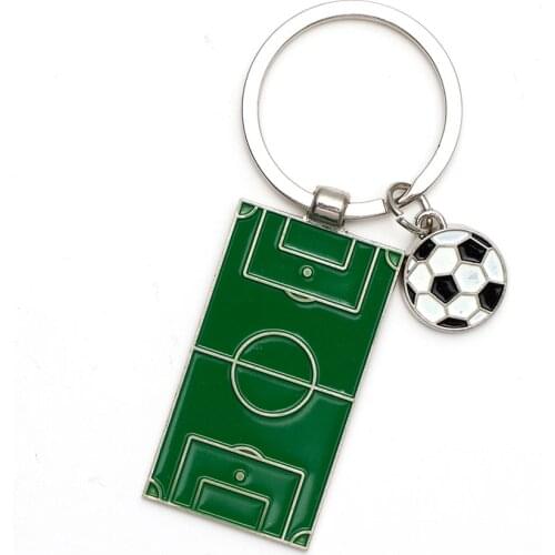 2021 Trend Football Field Keychain Keyring Men Gifts Metal Mini Football Court Pendants for Sports Fitness Fan