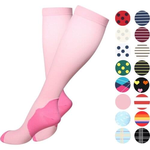 22 Style Pink Compression Socks Candy Color Happy Funny Original Design Striped Love Anti-Fatigue Nursing Compression Socks Gift