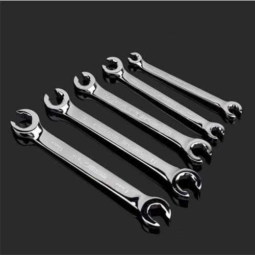 5 Pcs 6 Point Metric Flared Nut Spanner Wrench Set Chrome Vanadium Steel 9mm - 18mm